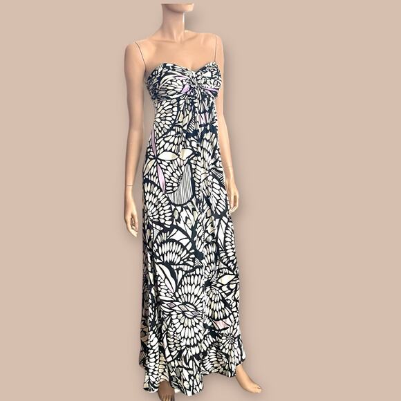 Laundry By Shelli Segal Dresses & Skirts - Laundry by Shelli Segal Silk Maxi Dress Size 6 Strapless Butterfly Black White